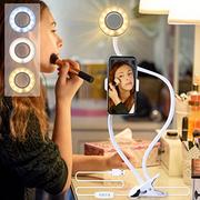 Selfie stick - AGM Lampa pierścieniowa do selfie, średnica 9 cm z 61 cm gęsia szyja stojak i uchwyt na telefon komórkowy oświetlenie do makijażu, telerobocze media społecznościowe na żywo uchwyt na telefon - miniaturka - grafika 1