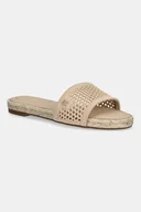 Klapki i japonki damskie - Tommy Hilfiger klapki KNIT MESH ESPADRILLE FLAT SANDAL damskie kolor beżowy FW0FW08744 - miniaturka - grafika 1