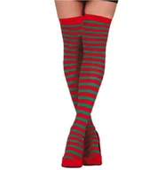 Stroje karnawałowe - POŃCZOCHY DLA ELFKI, CZERWONO-ZIELONE PASECZKI - miniaturka - grafika 1