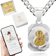 Biżuteria dla dzieci - SREBRNY ŁAŃCUSZEK KOMUNIJNY I MEDALIK MATKA BOSKA CZĘSTOCHOWSKA NA KOMUNIĘ - miniaturka - grafika 1