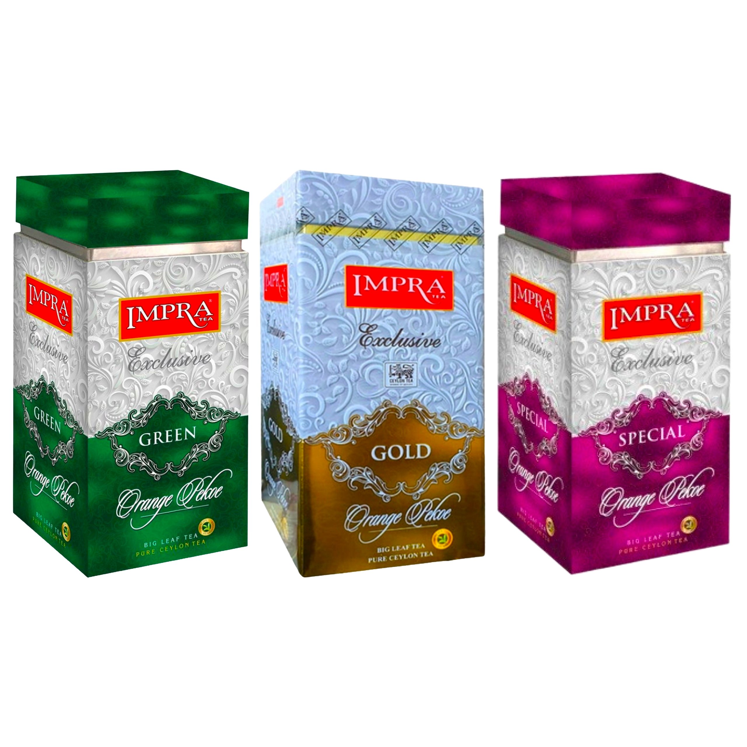 Impra zestaw 3 herbat liściastych Czarnych i Zielonych w Puszce 3 x 200 g