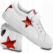 Buty dla dziewczynek - BIG STAR DD374102 białe trampki dziecięce ekoskóra czerwona gwiazdka r. 28 - miniaturka - grafika 1