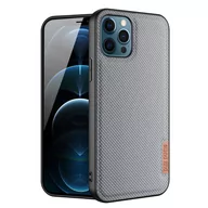 Etui i futerały do telefonów - Dux Ducis Fino etui pokrowiec pokryty nylonowym materiałem iPhone 12 Pro / iPhone 12 szary - miniaturka - grafika 1