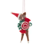 Bombki - Zawieszka PETTIES filcowa miś z cukierkiem 11 cm HOMLA - miniaturka - grafika 1