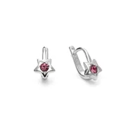 Biżuteria dla dzieci - Srebrne kolczyki dziecięce gwiazdki z różową cyrkonią - miniaturka - grafika 1