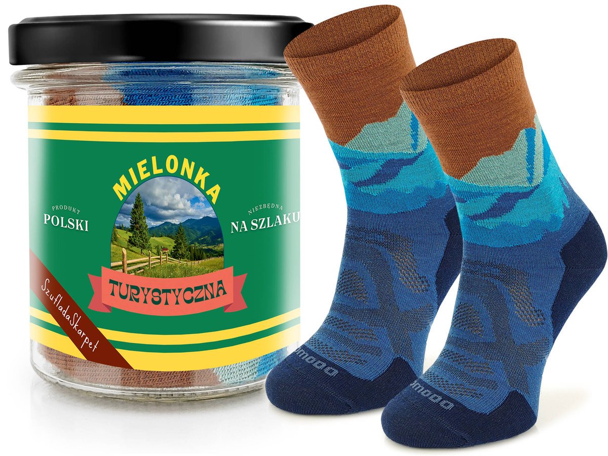 Wełniane Skarpety Trekkingowe 70% Merino W Słoiku - Mielonka Turystyczna Rozmiar 43-46