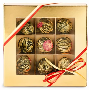 Zestaw herbat kwitnących 9 sztuk w ozdobnym pudełku, herbata kwitnąca na prezent - Herbata - miniaturka - grafika 1