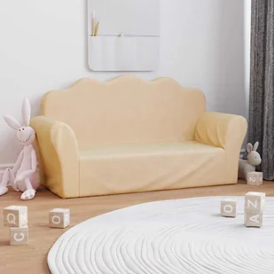 Sofa dla dzieci, 2-os. , kremowa, miękki plusz - Zestawy mebli dla dzieci - miniaturka - grafika 1