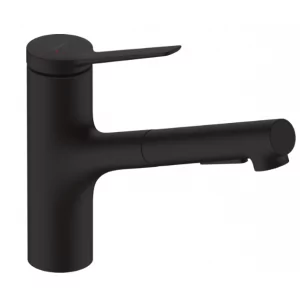 HANSGROHE 74820670 Zesis M33 Jednouchwytowa bateria kuchenna 150, metalowa wyciągana wylewka, 2jet, Czarny Matowy - Baterie kuchenne - miniaturka - grafika 1