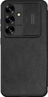 Etui i futerały do telefonów - Nillkin Etui z klapką i ochroną aparatu Qin Pro do Galaxy S25, czarne - miniaturka - grafika 1