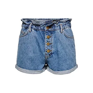 ONLY Damskie ONLCUBA Paperbag DNM szorty NOOS, rozmiar M (UK), niebieski denim, XXS, Średni niebieski dżins, XXS - Spodenki damskie - miniaturka - grafika 1