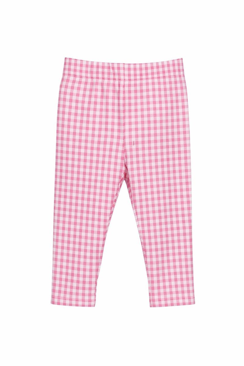 FAGOTTINO RÓŻOWE LEGGINSY DZIECIĘCE W KRATKĘ BAWEŁNIANE 86cm FTA