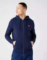 Bluzy męskie - Wrangler Zip Thru Hoodie Męska Bluza Kaptur Logo Navy W664Ha114-Xl - miniaturka - grafika 1