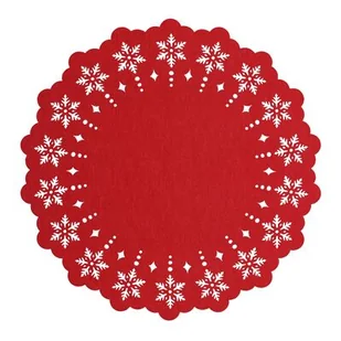 Podkładka filcowa ŚNIEŻYNKA średnica 38 cm czerwony - Obrusy i serwetki - miniaturka - grafika 1