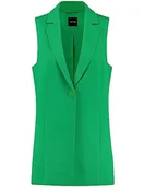 Kamizelki damskie - Taifun Damska kamizelka z klapami bez rękawów kamizelka do użytku wewnątrz długa kamizelka jednokolorowa, Cosmic Green, 42 - miniaturka - grafika 1