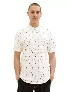 TOM TAILOR Denim Męska koszulka polo 1036404, 31910-White Black Mini Palm Paisley, XL, 31910 - White Black Mini Palm Paisley, XL - Koszulki męskie - miniaturka - grafika 1