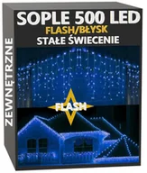Oświetlenie świąteczne - Sople 500 LED Lampki Zewnętrzne IP44 Stałe+Flash Niebieskie - miniaturka - grafika 1