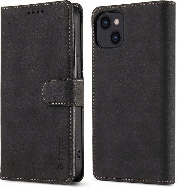 ETUI Z KLAPKĄ DO IPHONE 13 PRO MAX S. Dawezo CZARNE PORTFELOWE RFID