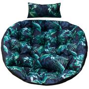 Poduszki ogrodowe - Poduszka Premium na huśtawkę wiszącą kokon gniazdo fotel - czarny w zielone liście - miniaturka - grafika 1