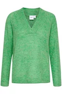 Swetry damskie - ICHI Damski sweter Ihkamara V Ls, 166138 / Kelly Green, XL - miniaturka - grafika 1