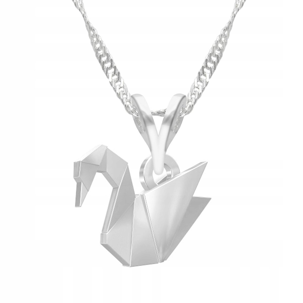 Naszyjnik Srebrny Łabędź Origami Ptak Zgięty Papier z Łabędziem SREBRO 925