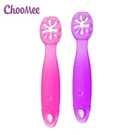 Sztućce dla dzieci - Silikonowa Łyżeczka Niekapek Do Nauki Jedzenia Choomee Pink/Purple 2 Pack - miniaturka - grafika 1