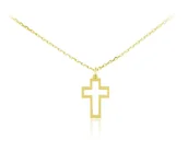 Biżuteria religijna - Srebrny naszyjnik z krzyżykiem - FD30 24k złocenie - miniaturka - grafika 1