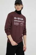 Bluzy męskie - G-Star Raw bluza męska kolor bordowy z nadrukiem - miniaturka - grafika 1