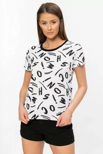 MOSCHINO SWIM - biały t-shirt w czarne litery - Koszulki i topy damskie - miniaturka - grafika 1
