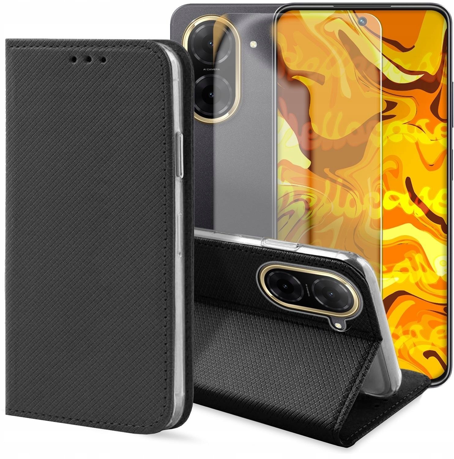 Hello Case Etui z Klapką Do Xiaomi Redmi A5 Czarne, Zamykane, Magnetyczne Szkło