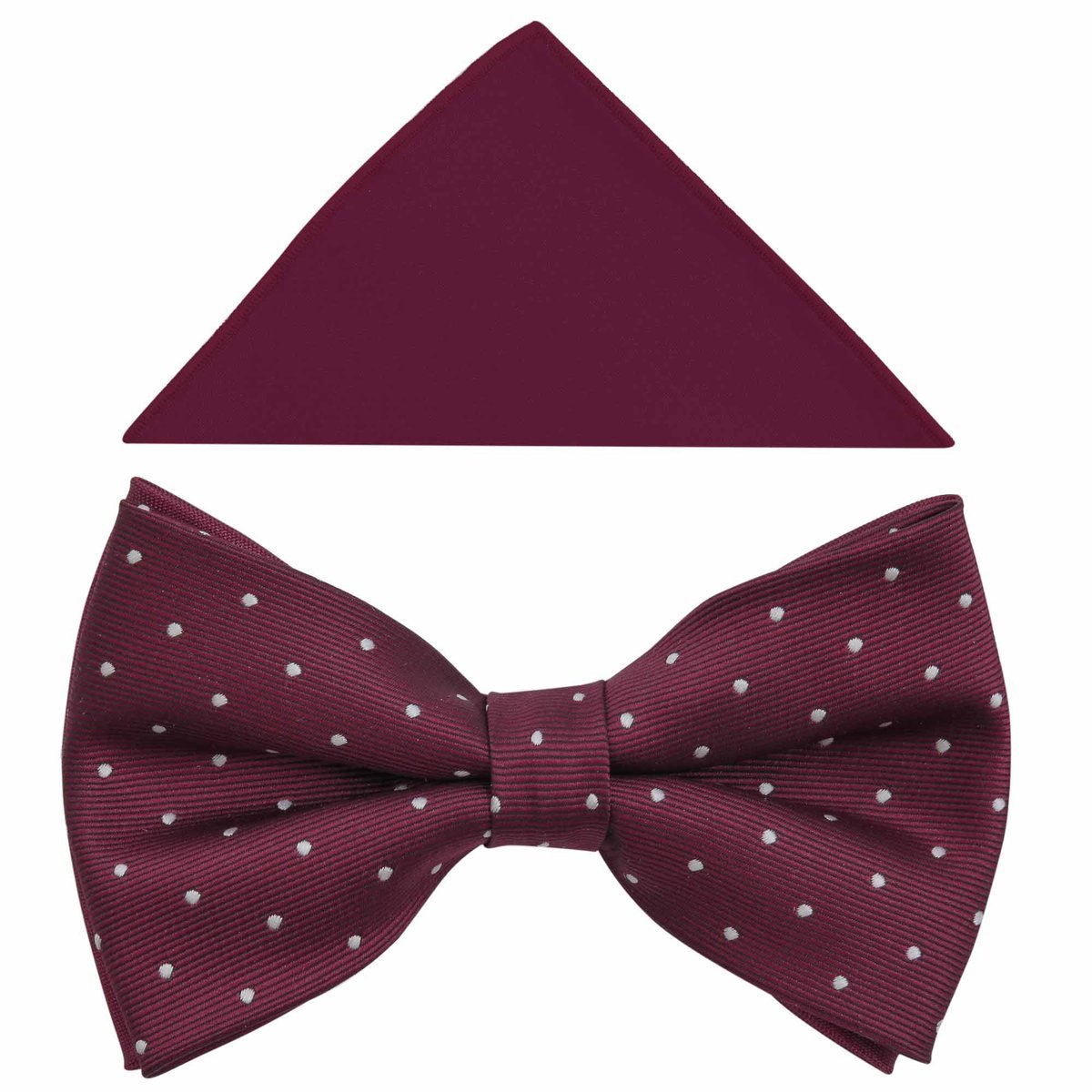 Bordowa/Burdgundowa muszka męska w białe kropki/groszki A372