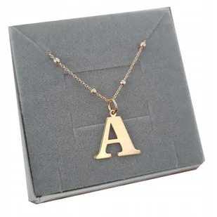 Złoty naszyjnik kulkowy choker z literką A 40cm SR - Naszyjniki - miniaturka - grafika 1