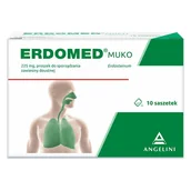 Przeziębienie i grypa - Erdomed Muko 0,225g, lek na kaszel mokry i zatkane zatoki, proszek do sporządzania zawiesiny doustnej, 10 saszetek - miniaturka - grafika 1