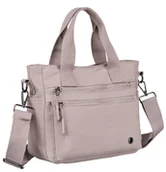 Torebki damskie - Modna fioletowa torebka damska typu shopper bag PETERSON mała do ręki lub na ramię szeroki długi odpinany pasek kieszonki na suwak miejsce na telefon - miniaturka - grafika 1