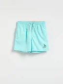 Spodenki damskie - Reserved - Szorty kąpielowe z haftem - niebieski - miniaturka - grafika 1