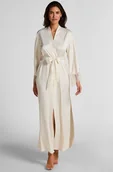 Szlafroki damskie - Hunkemöller Długie satynowe kimono Valerie Biały - miniaturka - grafika 1