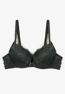 Biustonosze - Ciemnozielony Biustonosz Push Up z Koronkowym Wzorem Lanovinea - miniaturka - grafika 1