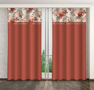 Zasłony - Zasłona Gotowa Na Żabki, 160X270, Pomarańczowa W Kwiaty, Zmk-003 - miniaturka - grafika 1