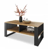 Ławy i stoliki kawowe - Stolik kawowy lamele ST14 Dr Ława Drewno retro czarny stół loft z półką - miniaturka - grafika 1