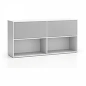 Regały biurowe - B2B Partner Regał biurowy LAYERS, długi, 2 schowki, 1582 x 400 x 777, biały/szary 611510 - miniaturka - grafika 1