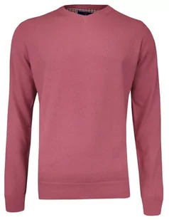 Sweter Różowy, Łososiowy w Serek (V-neck) Klasyczny, Męski - Adriano Guinari - Swetry męskie - miniaturka - grafika 1