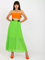 Spódnice - Spódnica plisowana jasny zielony casual długość maxi podszewka - miniaturka - grafika 1