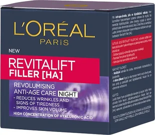 L'Oréal Paris Revitallift Filler [Hyaluronic Acid] Replumping Care Night (50ml) - Kremy do twarzy - miniaturka - grafika 2