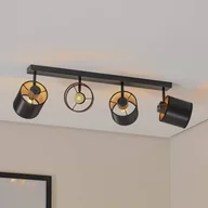 Lampy sufitowe - Lampa sufitowa Suerte, czarna / złota, 4-punktowa, tekstylna, stalowa Suerte Argon, możliwość ściemniania, czarny, salon / jadalnia, metal, nowoczesny - miniaturka - grafika 1