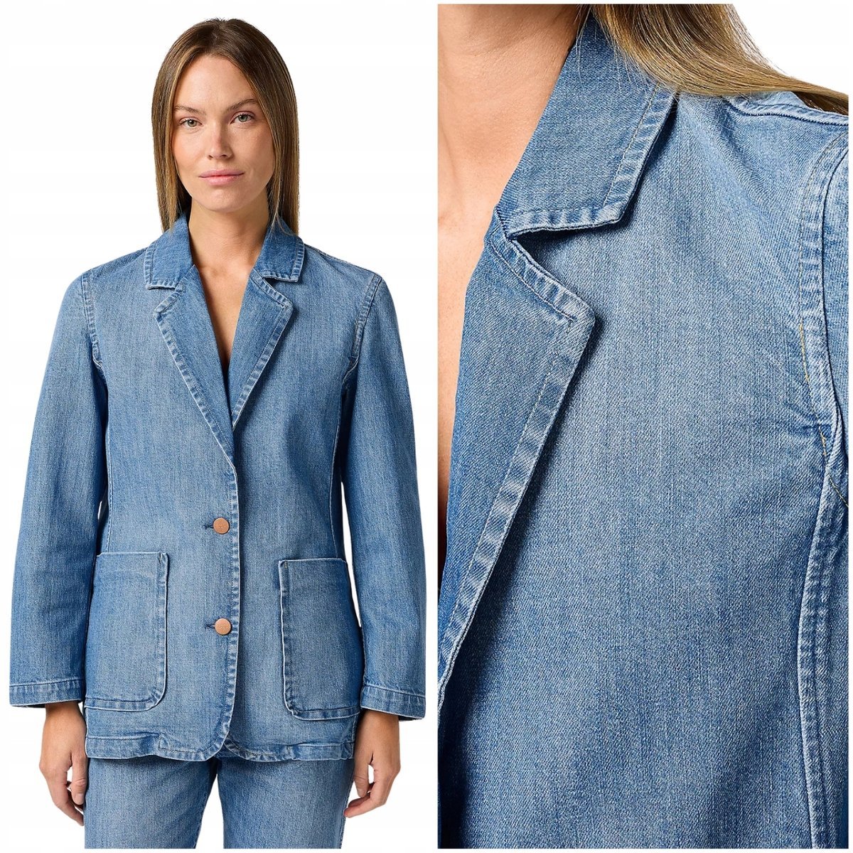 Wrangler BLAZER Baby Blue DżINS damska marynarka jeansowa S