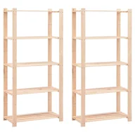 Szafy i regały magazynowe - Regały z 5 półkami, 2 szt., 80x38x170 cm, sosna FSC, 250 kg - miniaturka - grafika 1