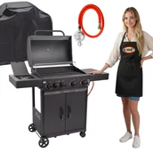 Grille gazowe - GRILL GAZOWY DEKRAFT CZARNY (NEVADA) 4+1 (11,2+ 2,5 kW) - RUSZT ŻELIWNY+POKROWIEC - miniaturka - grafika 1