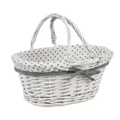 Pozostałe akcesoria do uprawy roślin - Koszyk wiklinowy z ruchomymi uchwytami 35 x 27 x 15/27 cm - miniaturka - grafika 1