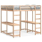 Łóżka dla dzieci i młodzieży - Łóżko na antresoli, z biurkiem i drabinką, 180x200 cm, sosnowe - miniaturka - grafika 1