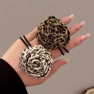 Ozdoby do włosów - TEMU 2 szt. Opaski do włosów z wzorem róży w leopardzie - Wysokoelastyczne opaski z kwiatowym wzorem, miękkie i rozciągliwe akcesoria do włosów dla - miniaturka - grafika 1